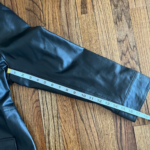 Jessica London Black Leather long Moto Jacket double zipper zips top bottom 18 - Picture 8 of 9